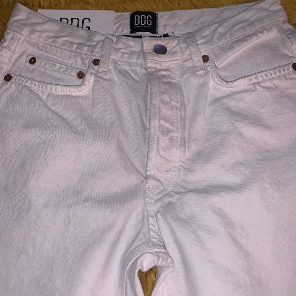 BDG white high waisted straight leg denim